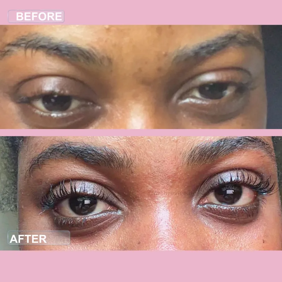 LashRevive lash growth before and after